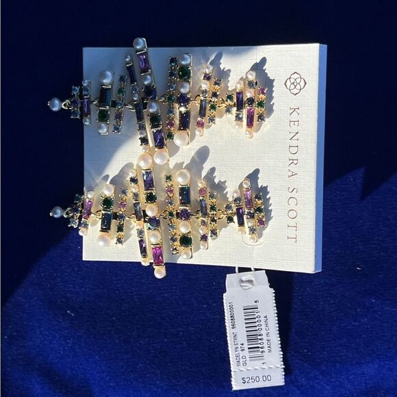 Kendra Scott Gold-Plated Gemstone and Pearl Earrings - Picture 4 of 7